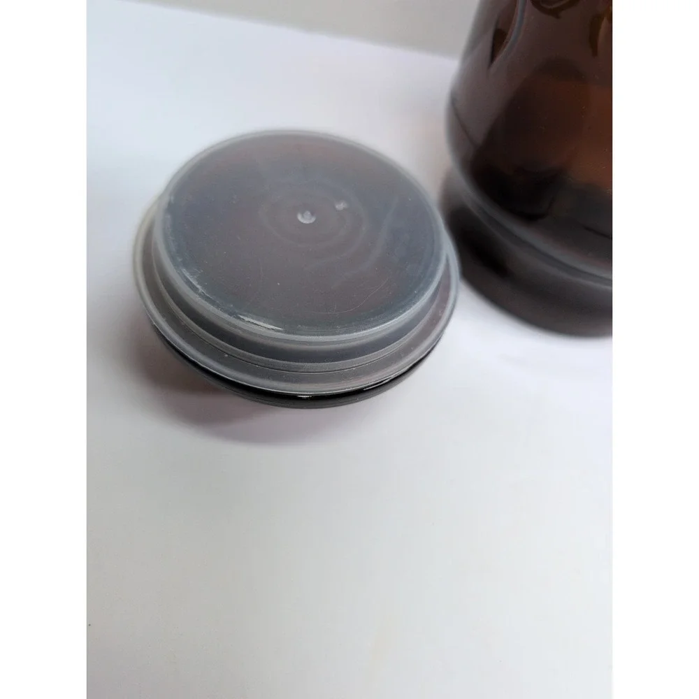 Vintage Borden Jar 1970's Fleur De Lis Apothecary With Lid Dark Amber